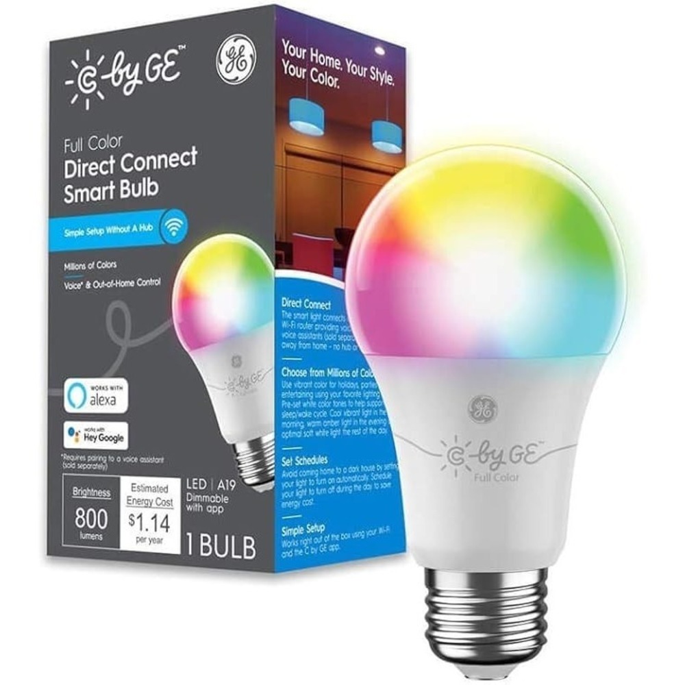 GE Full Color Alexa & Google Connect Smart LED Bulb Color Changing Light Blub